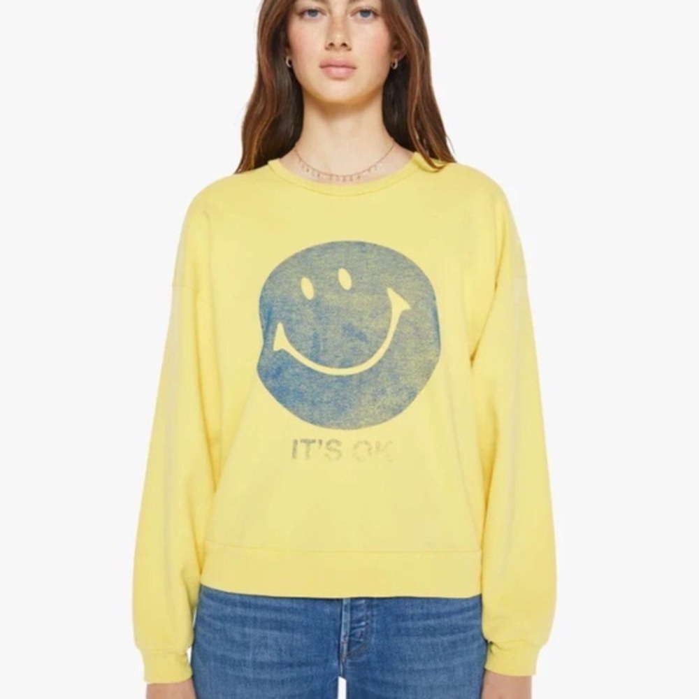 MOTHER Yellow Smiley Face Sweatshirt